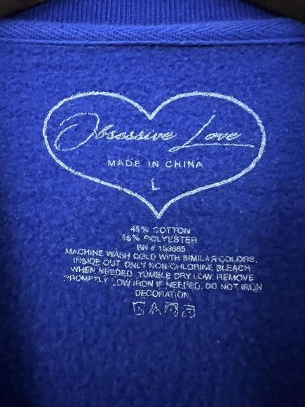 American Racing Motor Sport Sweatshirt Blue Obsessive Love Race Car 2sided sz L - Picture 5 of 5